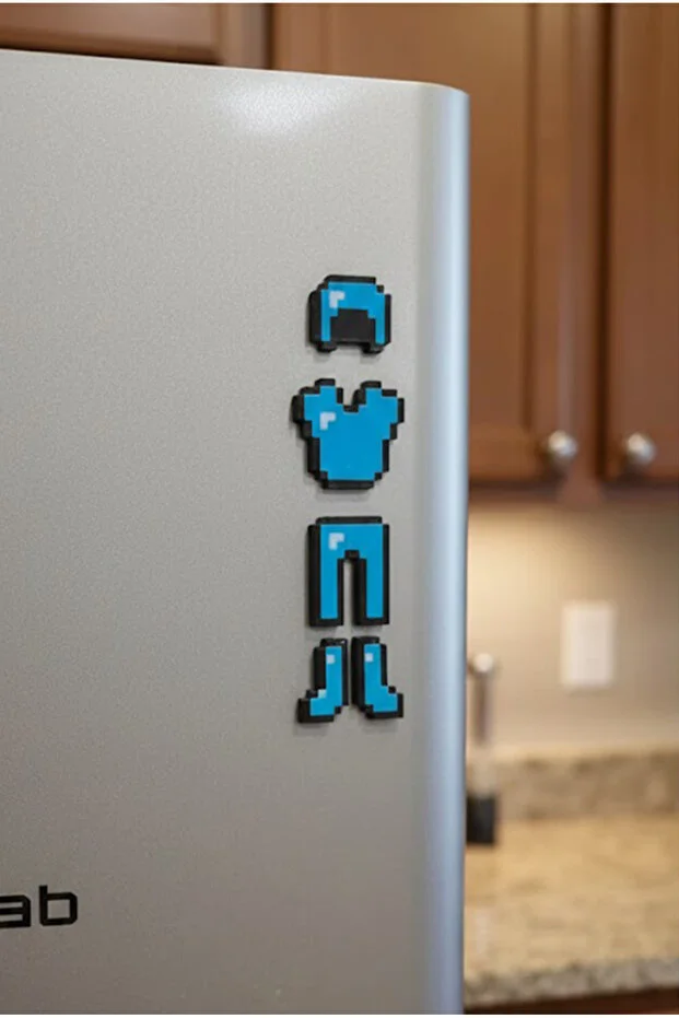 Minecraft Elmas Zırh Manyetik Duvar Süsü